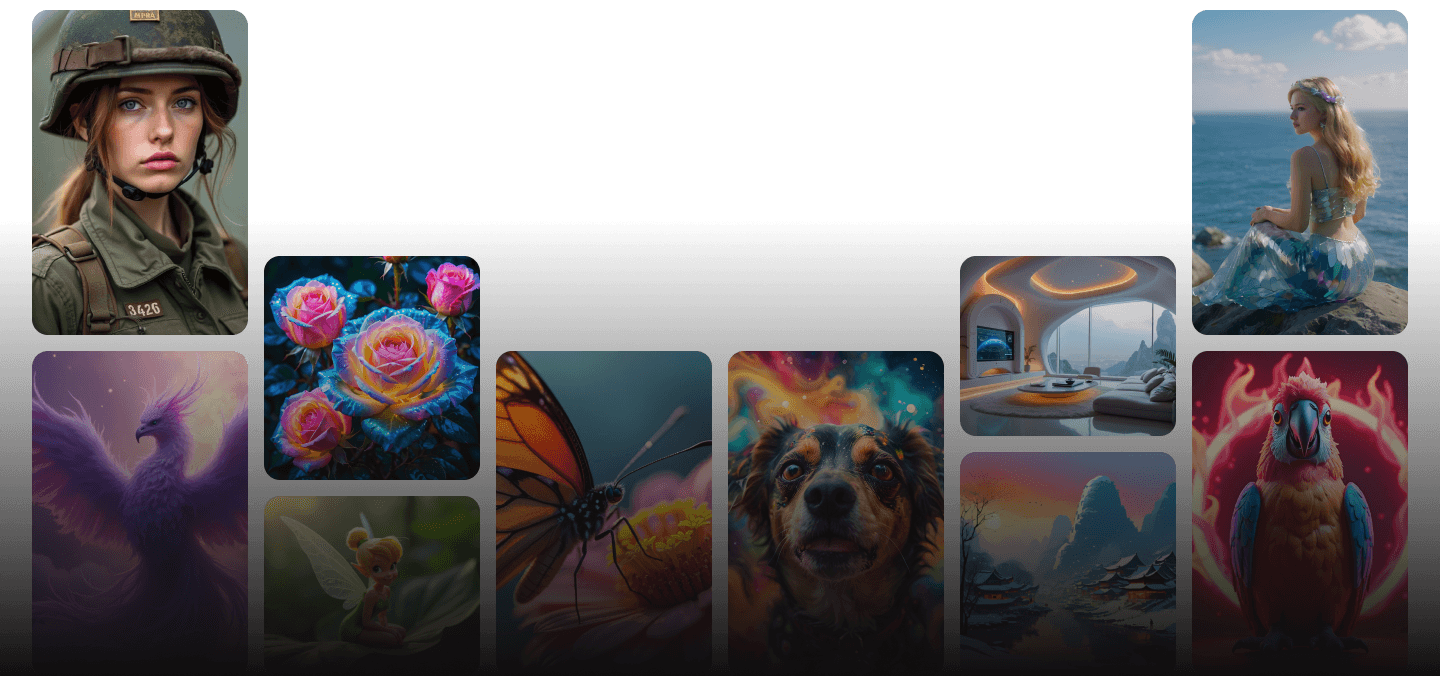 desktop-Collage of AI-generated artworks